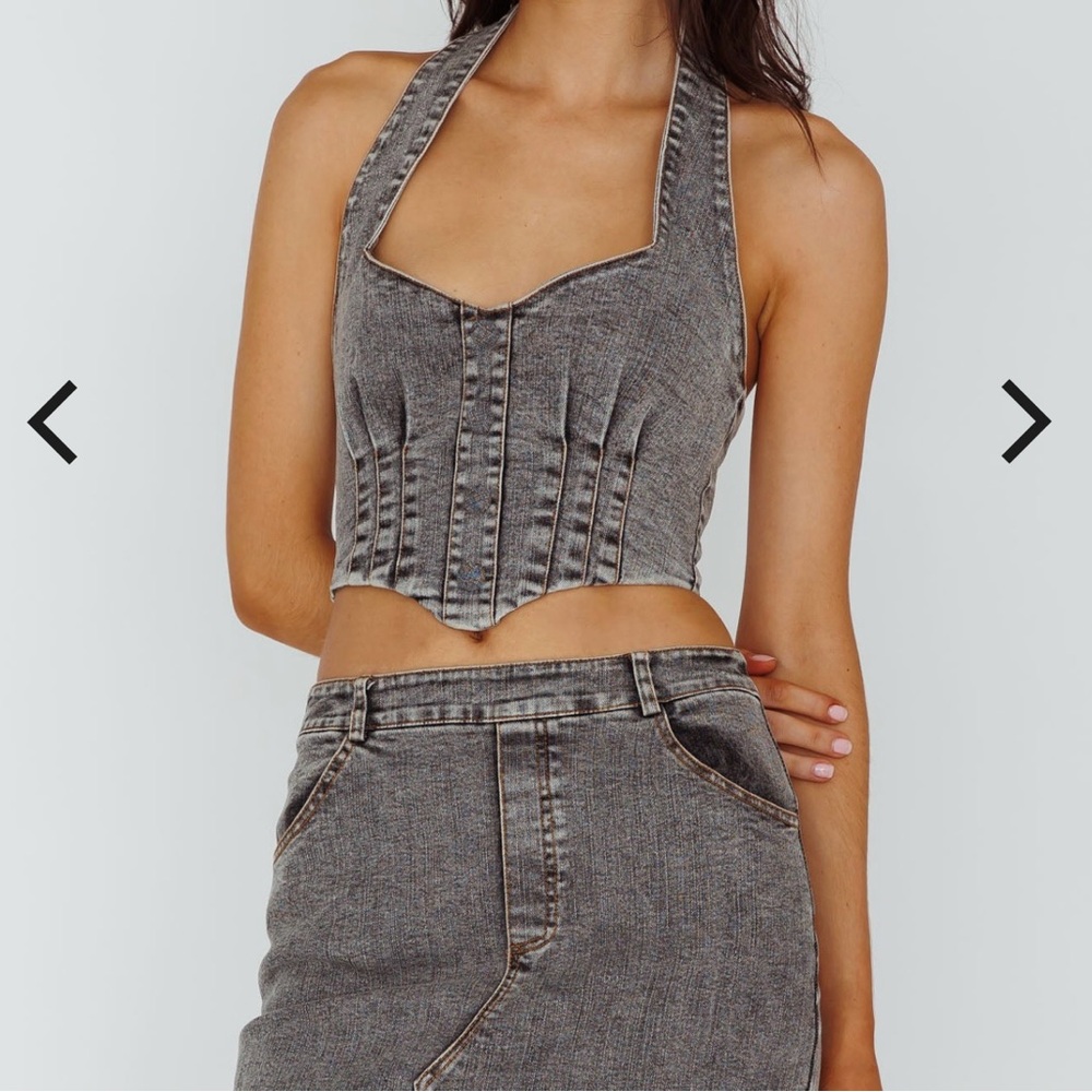 Gray Denim Halter Top